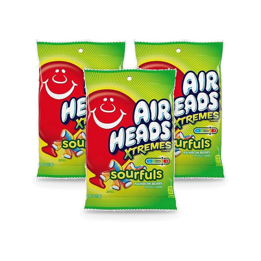 Airheads Xtremes Sourfuls Rainbow Berry 6oz Peg Bag 3-Pack