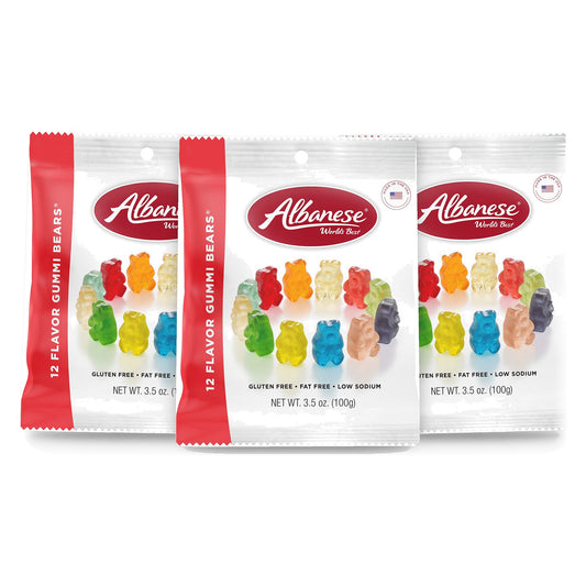 Albanese 12 Flavor Gummi Bears 3.5oz Peg Bags 3-pack