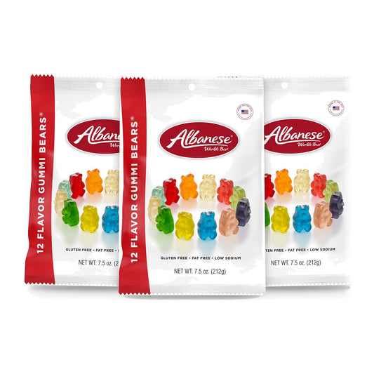 Albanese 12 Flavor Gummi Bears 7.5oz Peg Bags 3-pack