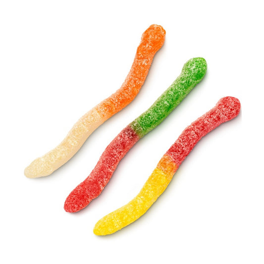 Albanese Bulk Sour Assorted Fruit Gummi Worms 4" 4.5lb — Case of 4