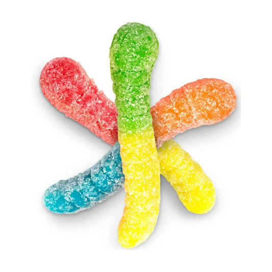 Albanese Bulk Sour Mini Neon Gummi Worms 2" 4.5lb — Case of 4