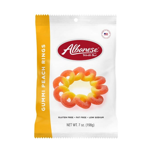 Albanese Gummi Peach Rings 7oz Peg Bags
