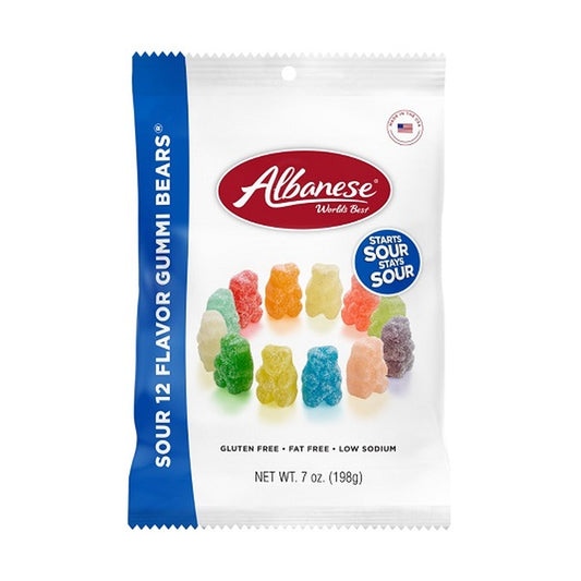 Albanese Sour 12 Flavor Gummi Bears 7oz Peg Bags