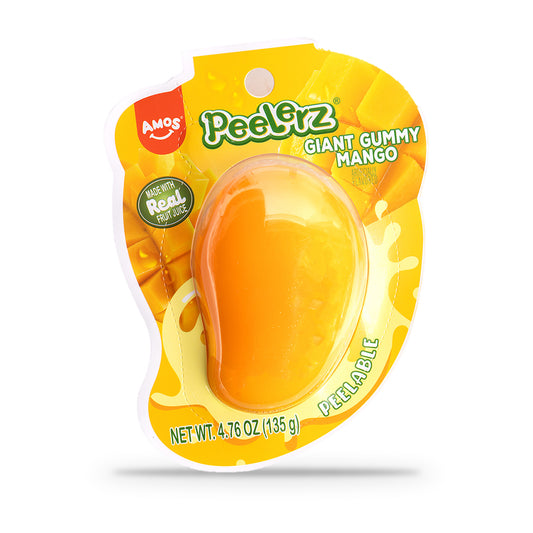 Amos Peelerz Giant Gummy Mango 4.76oz peelable gummy in blister pack