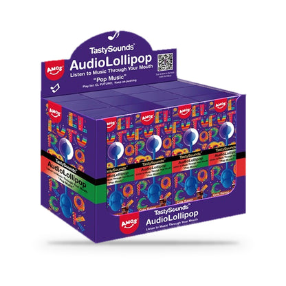 Amos TastySounds Audio Lollipop Cola Sugar-Free 0.42oz, counter display box of 12