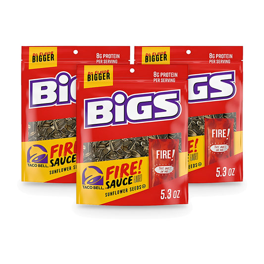 BIGS Sunflower Seeds Taco Bell Fire Sauce 5.35oz 3-Pack
