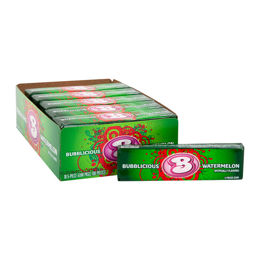 Bubblicious Watermelon Bubble Gum 5pc 18ct — full package