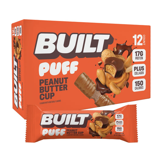 Built Puffs Protein Bar Peanut Butter Cup 1.41oz 12ct pack — full package