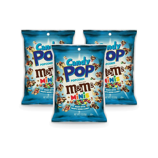 Candy Pop M&M's Minis Popcorn 1oz Bags 3-Pack