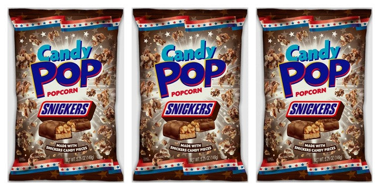 Candy Pop Snickers Popcorn 5.25oz Bags — 3-Pack