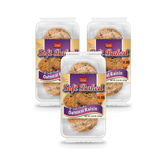 Carley's Soft Baked Oatmeal Raisin Cookies 5.34oz - 3-Pack