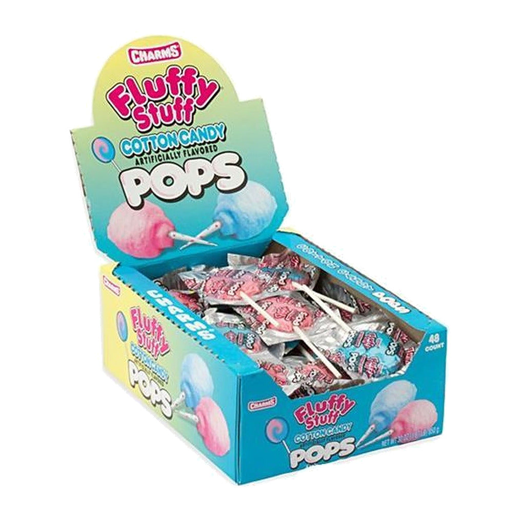 Charms Flat Fluffy Stuff Pops 0.65oz 48ct — full package