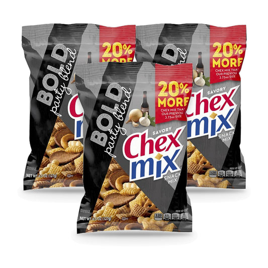 Chex Mix Bold Party Blend Snack Mix 4.5oz 3-Pack — three single packs