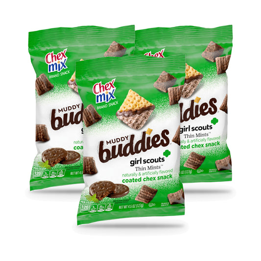 Chex Mix Muddy Buddies Girl Scouts Thin Mint 4.5oz 3-Pack — three single packs