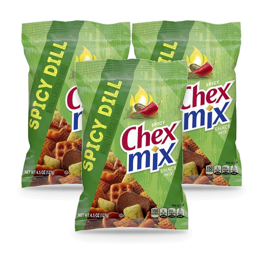 Chex Mix Spicy Dill Snack Mix 4.5oz 3-Pack — three single packs