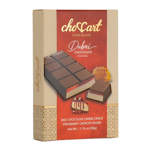 ChoCart Dubai Bar Strawberry Cheesecake 1.76oz pack — full package