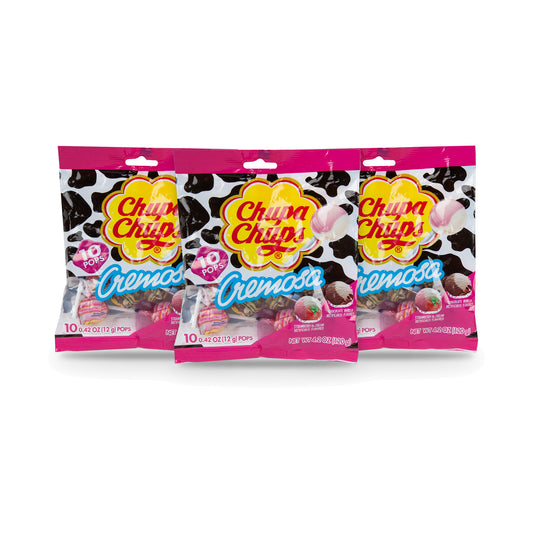 Chupa Chups Cremosa 10-Count 4.2oz Peg Bag 3-pack