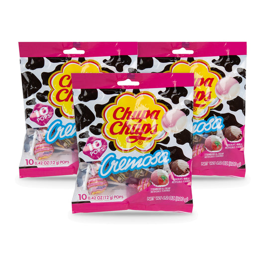 Chupa Chups Cremosa 10-Count 4.2oz Peg Bag 3-pack