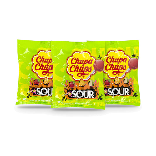 Chupa Chups Sour 10-Count 4.2oz Peg Bag 3-pack