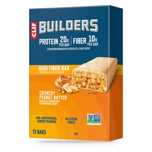 Clif Builders High Fiber Crunchy Peanut Butter Protein Bar 2.4oz, Box of 12 bars