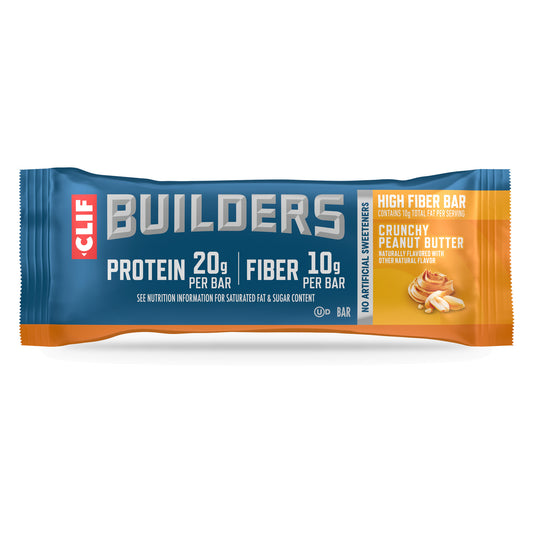 Clif Builders High Fiber Crunchy Peanut Butter Protein Bar 2.4oz, single bar wrapper