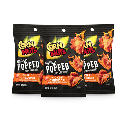 Corn Nuts Partially Popped Kickin' Cheddar 3oz Peg Bag 3-Pack, three bags