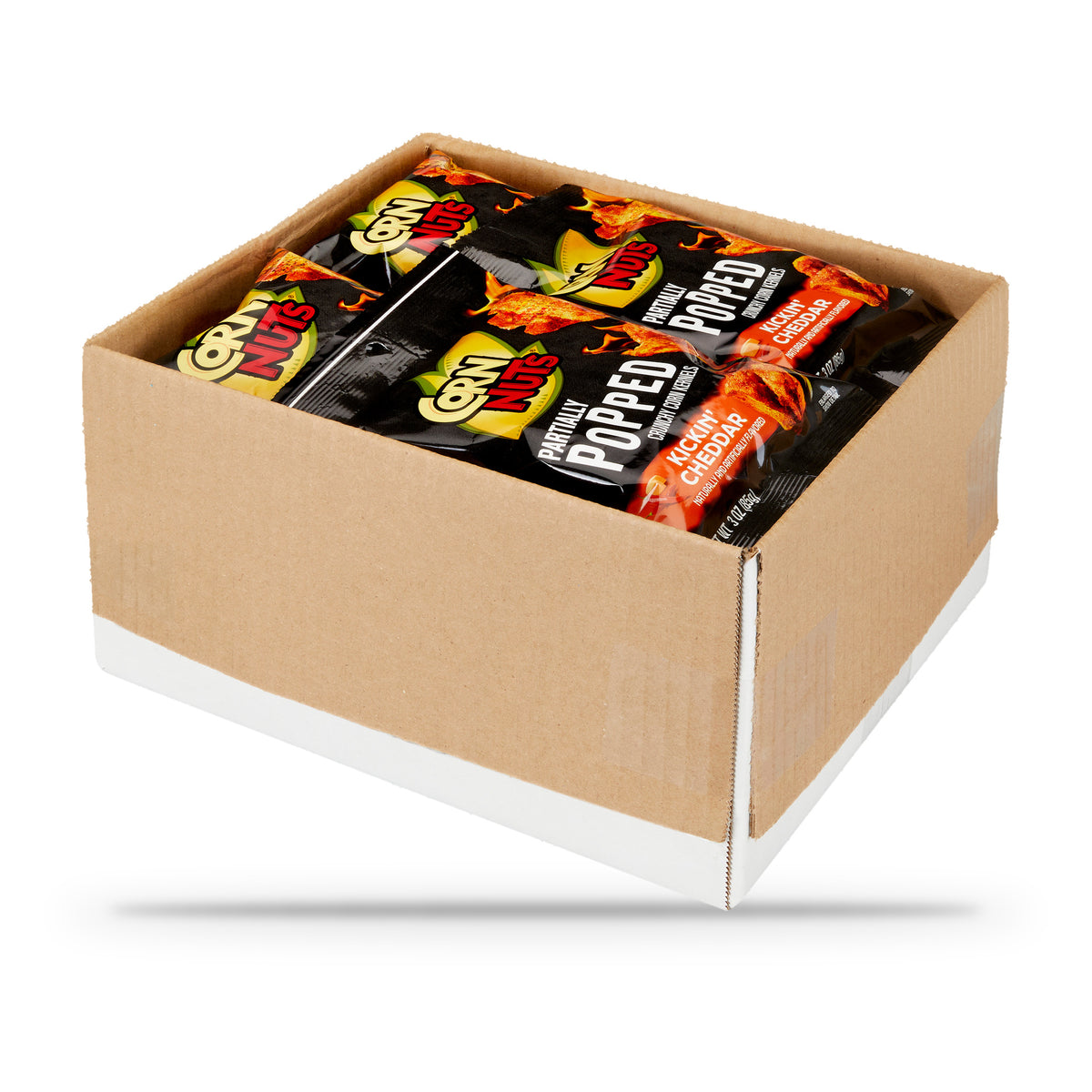 Corn Nuts Partially Popped Kickin' Cheddar 3oz Peg Bag, Box of 12 bags