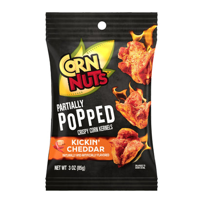 Corn Nuts Partially Popped Kickin' Cheddar 3oz Peg Bag, full package