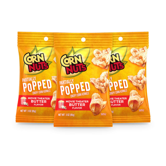 Corn Nuts Partially Popped Movie Theater Butter 3oz Peg Bag 3-Pack, three bags