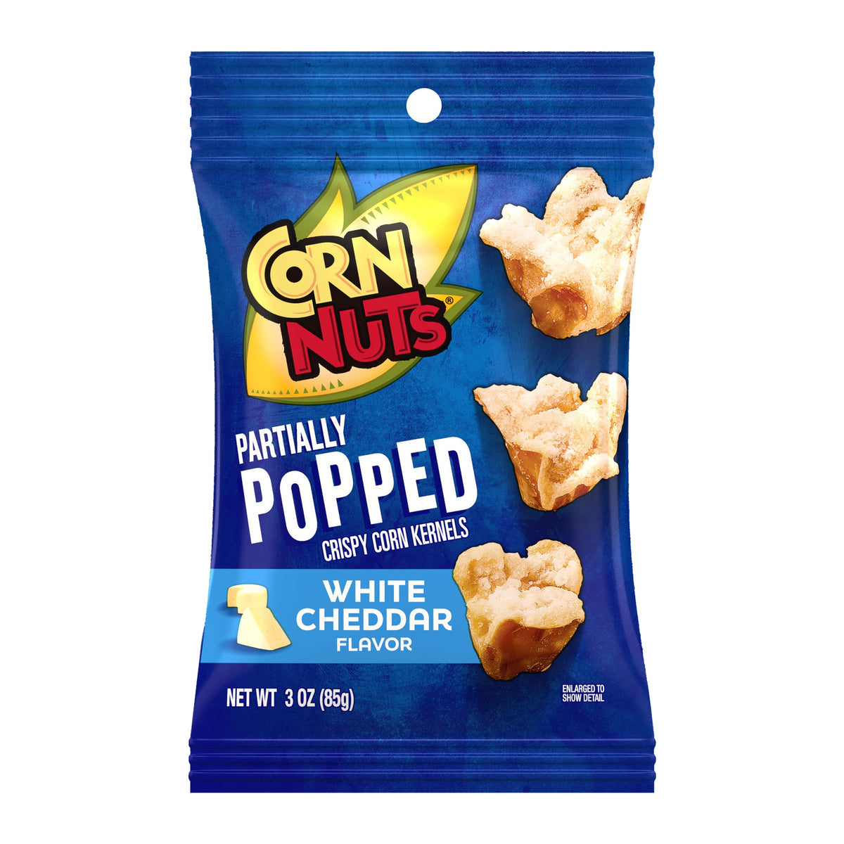 Corn Nuts Partially Popped White Cheddar 3oz Peg Bag, full package