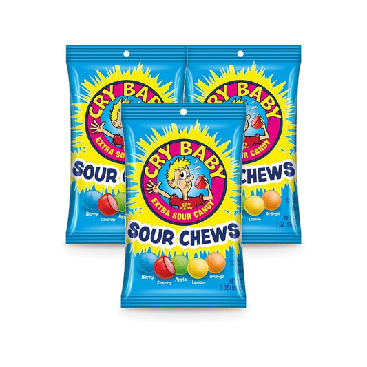 Cry Baby Sour Chews Peg Bag 7oz 3-Pack