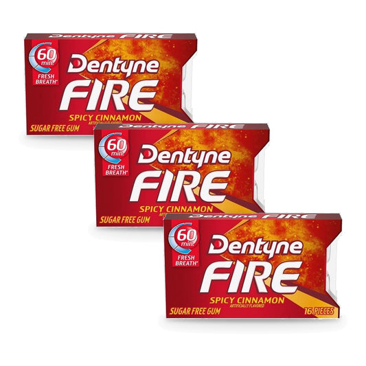 Dentyne Ice Fire Spicy Cinnamon Sugar-Free Gum 16-Piece Packs 3-Pack