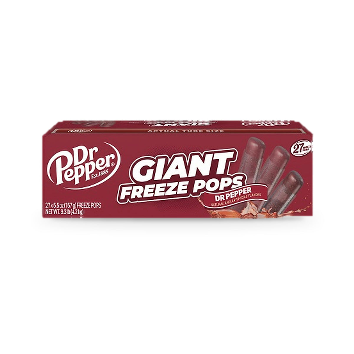 Dr Pepper Giant Freeze Pops 5.5oz, box of 27 freeze pops