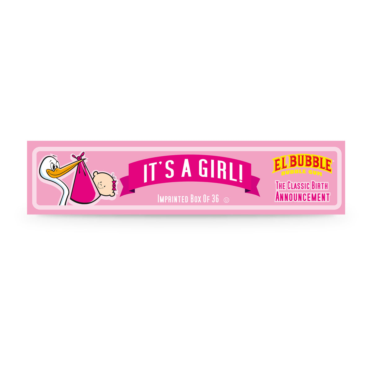 El Bubble It's A Girl Bubble Gum Cigars, closed box front