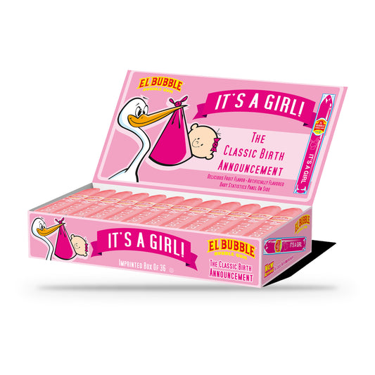 El Bubble It's A Girl Bubble Gum Cigars, open display box of 36 cigars