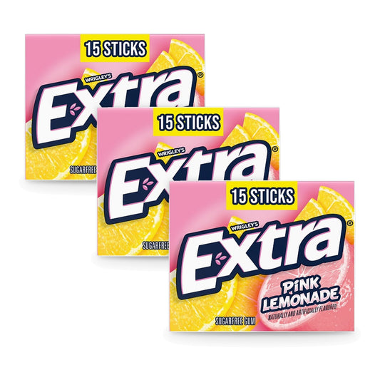 Extra Pink Lemonade Sugar-Free Gum Party Packs 15-Stick 3-Pack