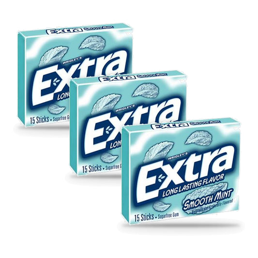 Extra Smooth Mint Sugar-Free Chewing Gum Party Packs 15-Stick 3-Pack
