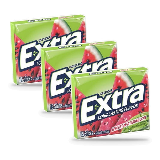Extra Sweet Watermelon Sugar-Free Gum Party Packs 15-Stick 3-Pack