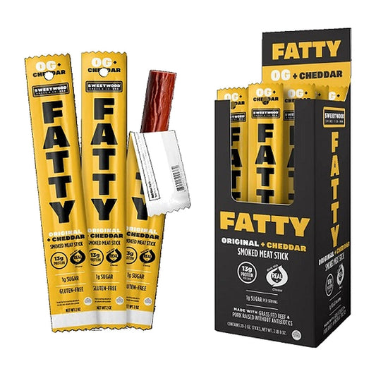 Fatty Meat Stick Original + Cheddar 2oz pack — full package