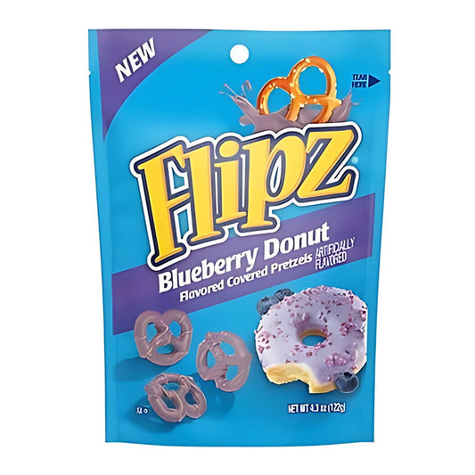 Flipz Blueberry Donut Covered Pretzels 4.3oz pack — full package