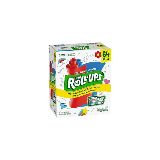 Fruit Roll-Ups Variety Pack Strawberry Blast & Blue Razzberry 0.5oz, box of 64 rolls