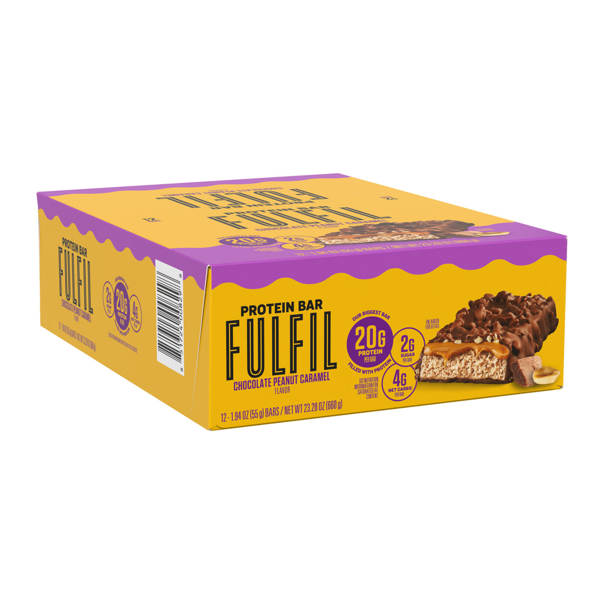 Fulfil Chocolate Peanut Caramel Protein Bar 1.94oz, Box of 12, full package