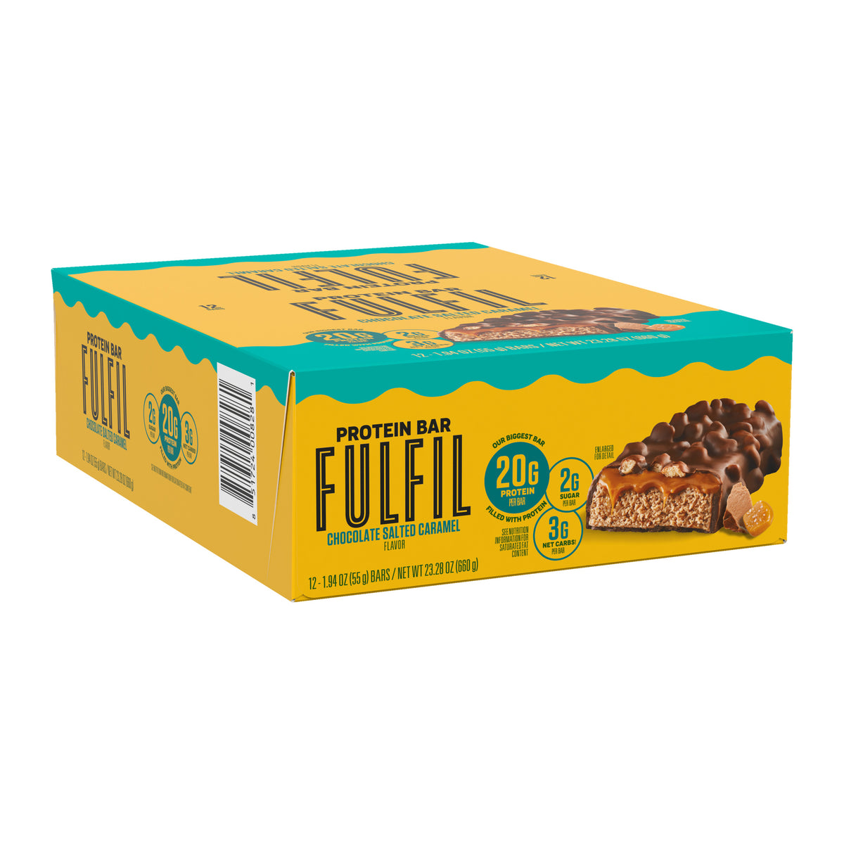 Fulfil Chocolate Salted Caramel Protein Bar 1.94oz, Box of 12, full package