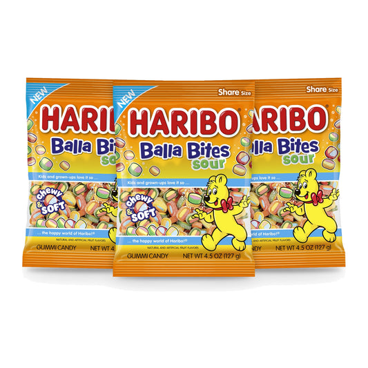 Haribo Balla Bites Sour 4.5oz Peg Bag 3-pack