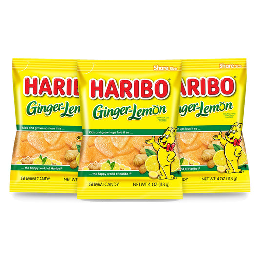 Haribo Ginger-Lemon 4oz Peg Bag 3-pack