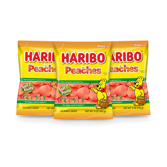 Haribo Peaches 5oz Peg Bag - 3-Pack