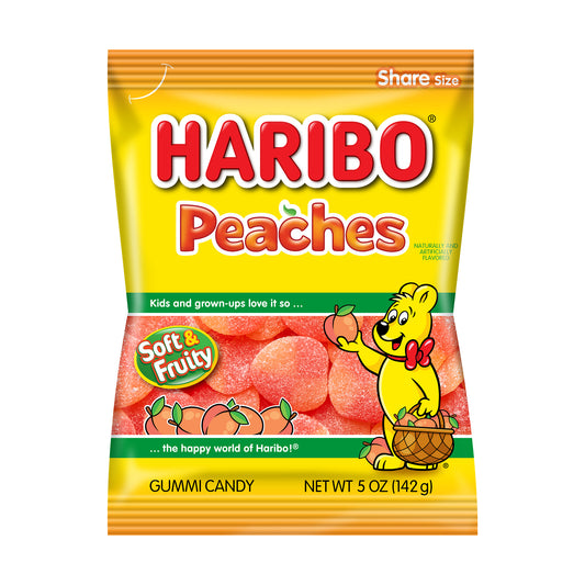 Haribo Peaches 5oz Peg Bag - single bag