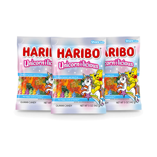 Haribo Unicorn-i-licious 5oz Peg Bag 3-pack