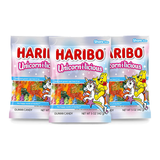Haribo Unicorn-i-licious 5oz Peg Bag 3-pack
