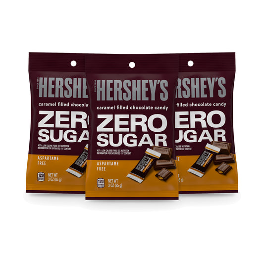 Hershey's Zero Sugar Caramel Filled Chocolate Candy 3oz Bags 3-Pack